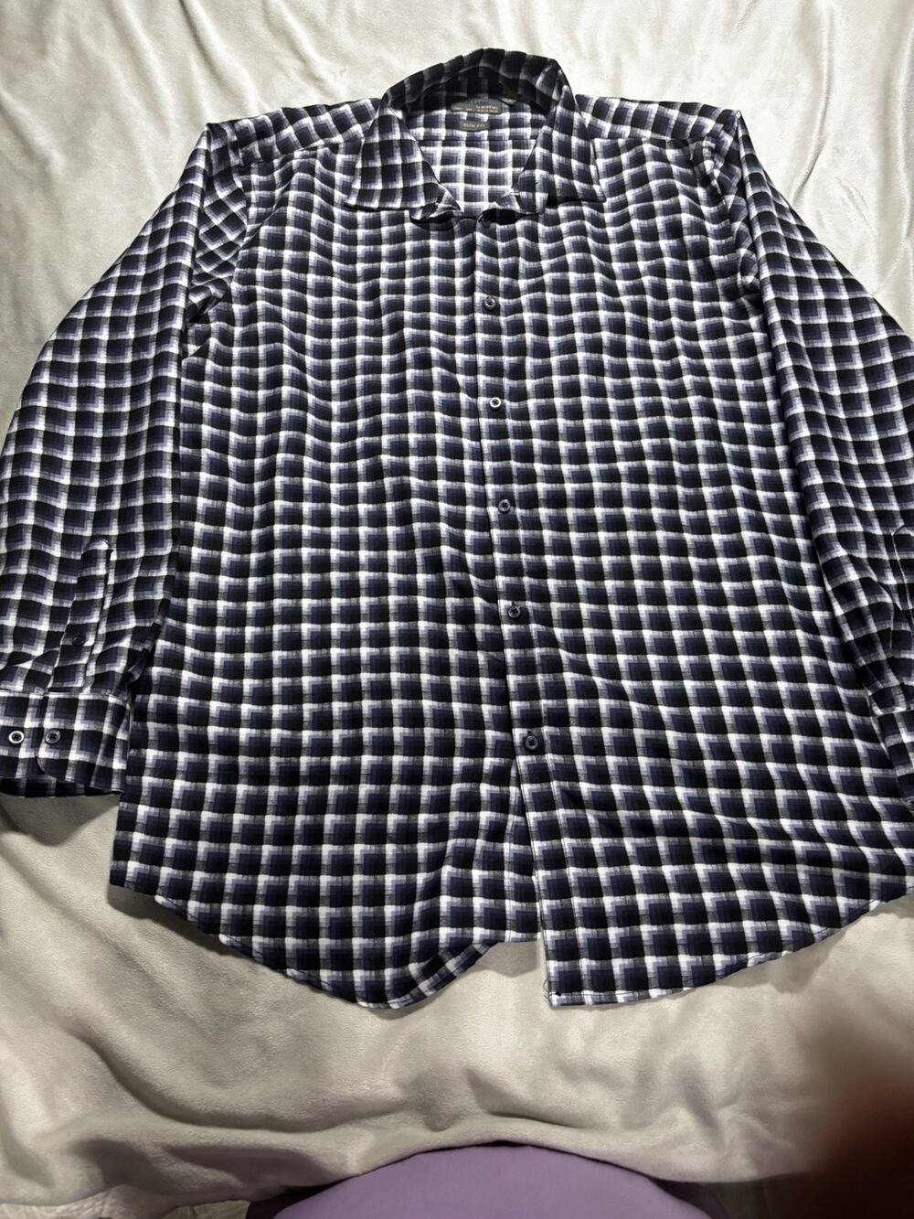 Black Label By Ruffini Men's Large Plaid Long Sleeved Slim Fit Button Up Shirt